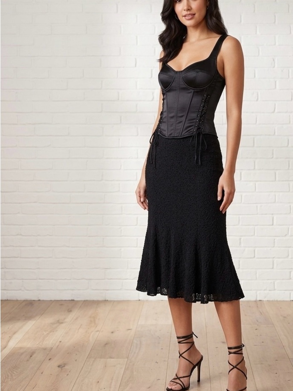 Women’s Black Lace Midi Skirt